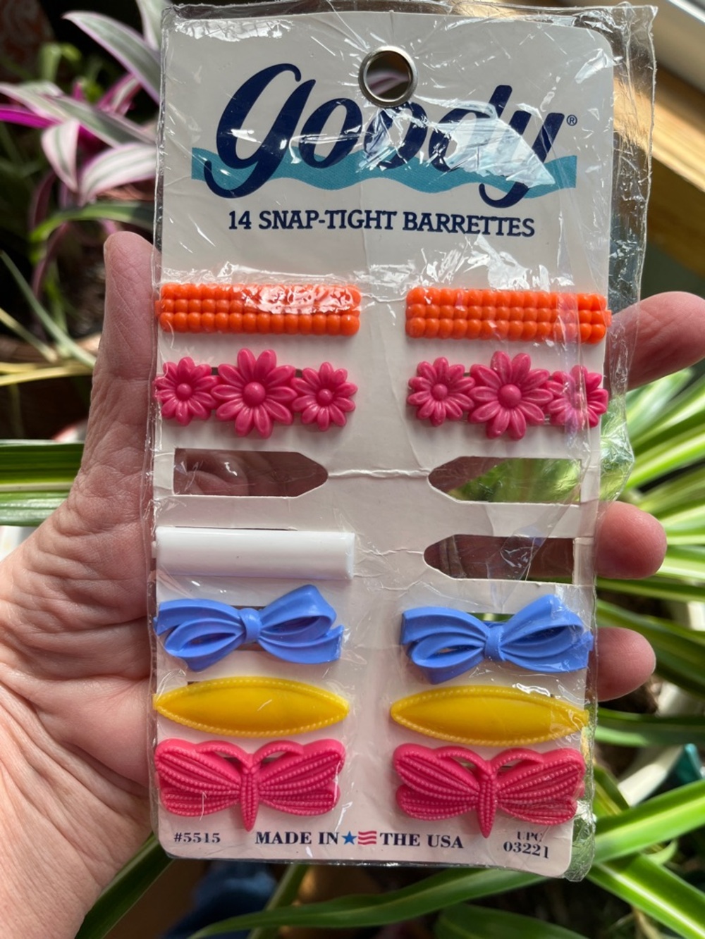 11 Vtg GOODY Snap Tight Plastic Barrettes #5515 New In Open Package Floral Bow++